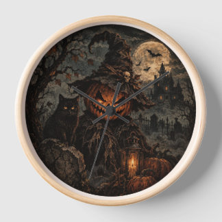 Vintage Halloween Pumpkin Wall Clock