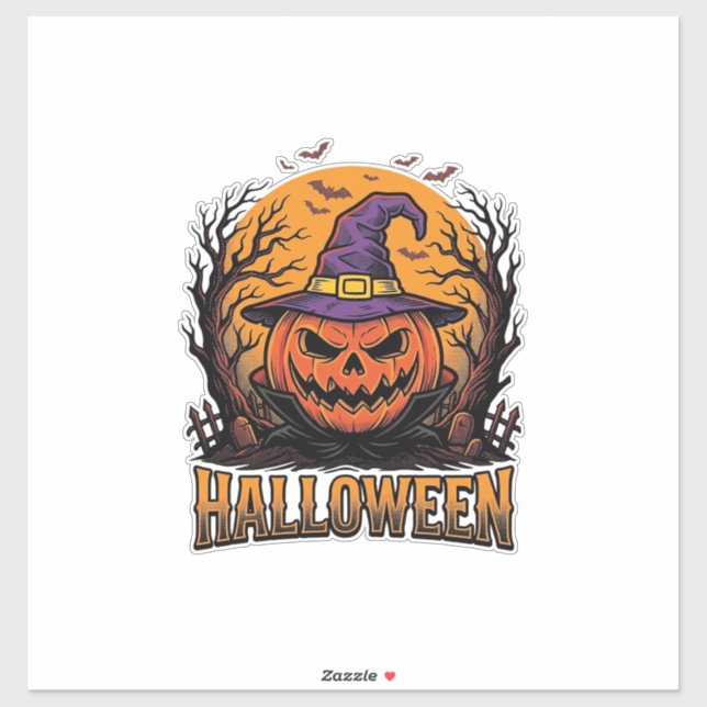 Vintage Halloween Pumpkin Witch Hat Graphic_1 (Sheet)