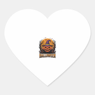 Vintage Halloween Pumpkin Witch Hat Graphic_1 Heart Sticker