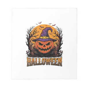 Vintage Halloween Pumpkin Witch Hat Graphic_1 Notepad