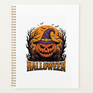Vintage Halloween Pumpkin Witch Hat Graphic_1 Planner