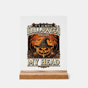 Vintage Halloween Pumpkin Witch Hat Shirt Design_1 Acrylic Sign