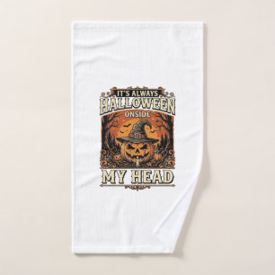 Vintage Halloween Pumpkin Witch Hat Shirt Design_1 Hand Towel