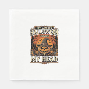 Vintage Halloween Pumpkin Witch Hat Shirt Design_1 Napkin