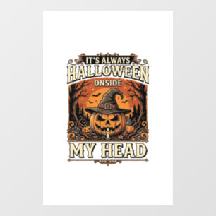 Vintage Halloween Pumpkin Witch Hat Shirt Design_1 Window Cling