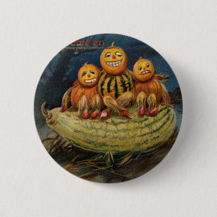 Vintage Halloween Pumpkins Black Cat 6 Cm Round Badge