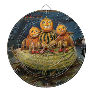 Vintage Halloween Pumpkins Black Cat Dartboard