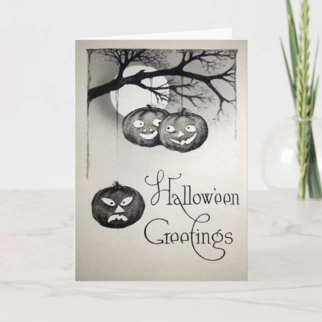 Vintage Halloween Pumpkins Card   (Front)