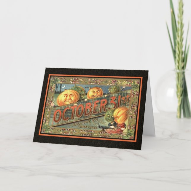 Vintage Halloween Pumpkins Card (Front)