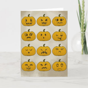 Vintage Halloween Pumpkins Folded Card