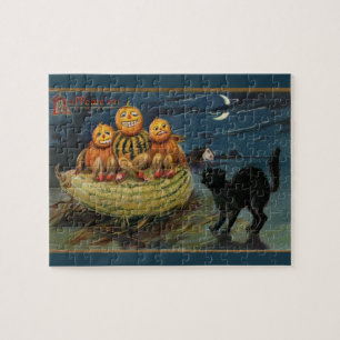 Vintage Halloween Pumpkins Jigsaw Puzzle