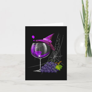 Vintage Halloween Purple Grape Wine Glass Witch Ha Card