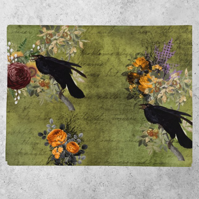 Vintage Halloween Raven Decoupage Victorian   Tissue Paper (Creator Uploaded)