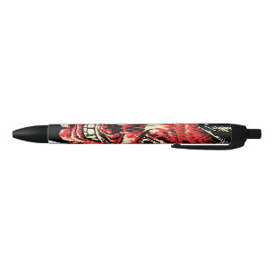 Vintage Halloween Red Devil Head Black Ink Pen