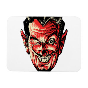 Vintage Halloween Red Devil Head Magnet