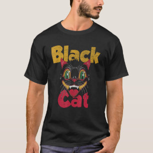 Vintage Halloween Retro Black Cat Retro Fireworks T-Shirt