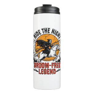 Vintage Halloween Rider Broom-Free Spooky Art_1 Thermal Tumbler