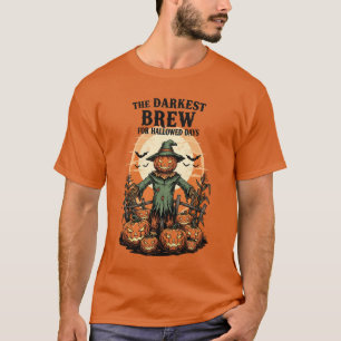 Vintage Halloween Scarecrow Art with Full Moon T-Shirt