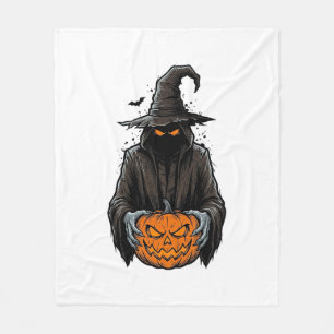 Vintage Halloween Scarecrow Pumpkin Shirt Design_1 Fleece Blanket