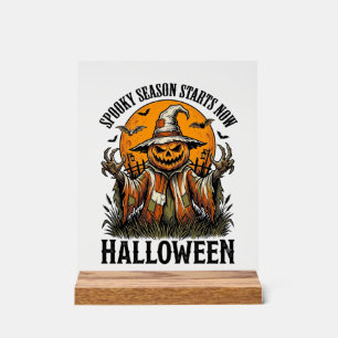 Vintage Halloween Scarecrow Pumpkin Witch Shirt_1 Acrylic Sign