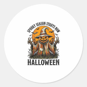 Vintage Halloween Scarecrow Pumpkin Witch Shirt_1 Classic Round Sticker