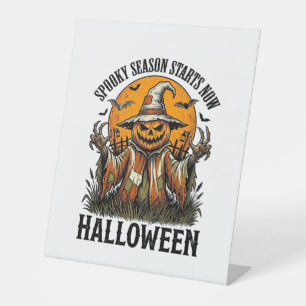 Vintage Halloween Scarecrow Pumpkin Witch Shirt_1 Pedestal Sign