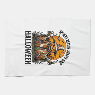 Vintage Halloween Scarecrow Pumpkin Witch Shirt_1 Tea Towel