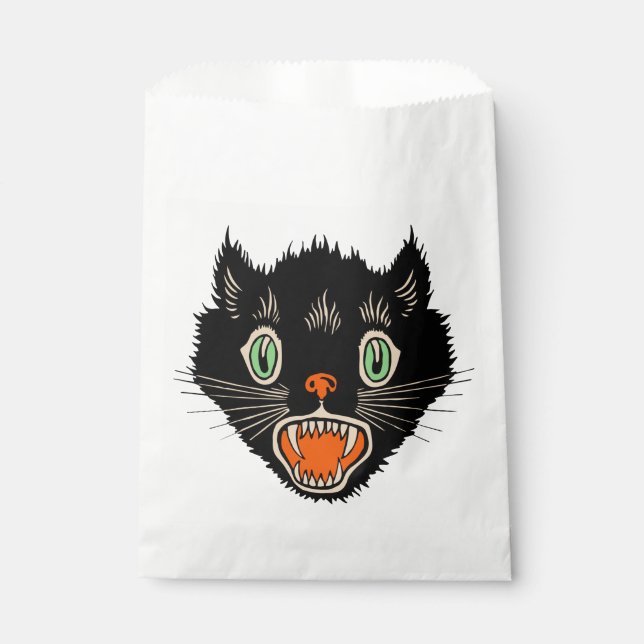 Vintage Halloween Scared Black Cat Favour Bags (Front)