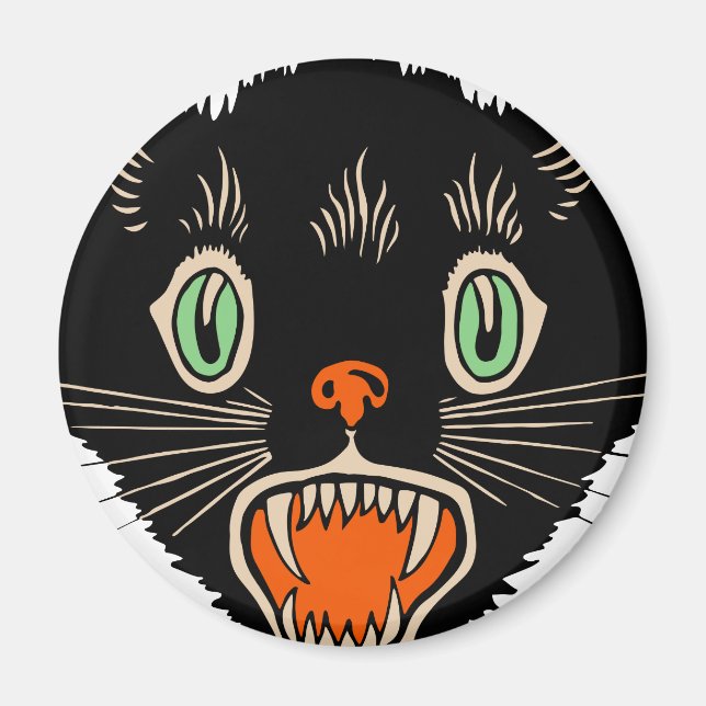 Vintage Halloween Scared Black Cat Magnet (Front)