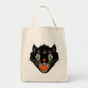 Vintage Halloween Scared Black Cat Tote Bag