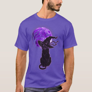 Vintage Halloween Scary Black Cat Costume Witch Ha T-Shirt