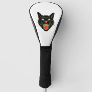 Vintage Halloween Scary Black Cat Horror Golf Head Cover