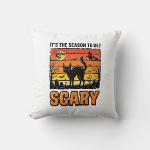 Vintage Halloween Scary Cat Witch Shirt Design_1 Cushion