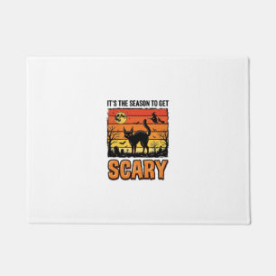 Vintage Halloween Scary Cat Witch Shirt Design_1 Doormat