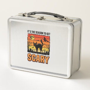Vintage Halloween Scary Cat Witch Shirt Design_1 Metal Lunch Box