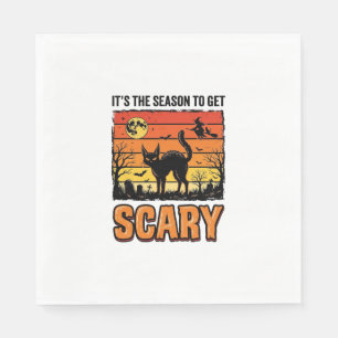 Vintage Halloween Scary Cat Witch Shirt Design_1 Napkin