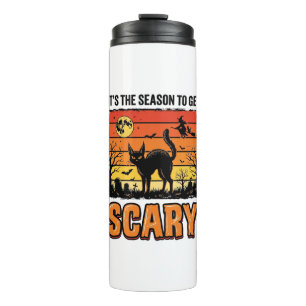 Vintage Halloween Scary Cat Witch Shirt Design_1 Thermal Tumbler