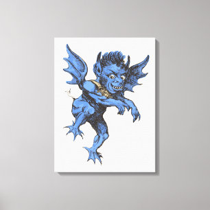 Vintage Halloween, Scary Evil Gargoyle Demon Canvas Print