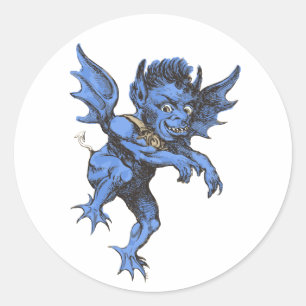 Vintage Halloween, Scary Evil Gargoyle Demon Classic Round Sticker