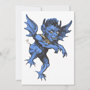 Vintage Halloween, Scary Evil Gargoyle Demon Invitation
