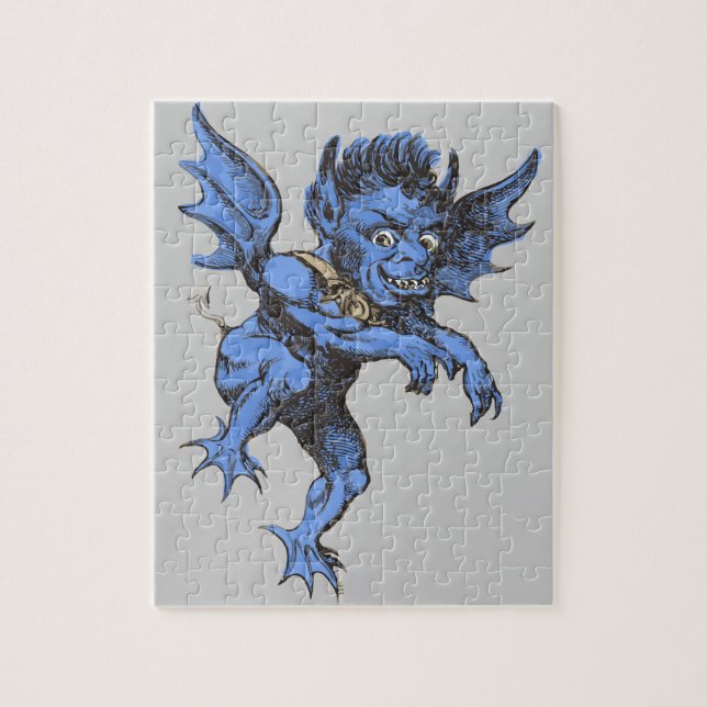 Vintage Halloween, Scary Evil Gargoyle Demon Jigsaw Puzzle (Vertical)