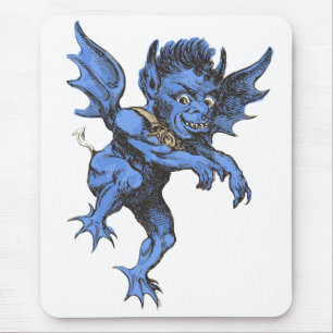 Vintage Halloween, Scary Evil Gargoyle Demon Mouse Mat