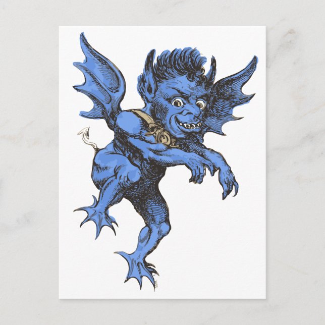 Vintage Halloween, Scary Evil Gargoyle Demon Postcard (Front)