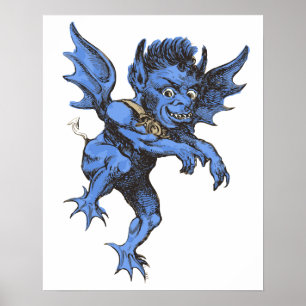 Vintage Halloween, Scary Evil Gargoyle Demon Poster