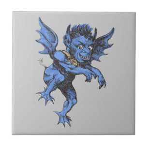 Vintage Halloween, Scary Evil Gargoyle Demon Tile
