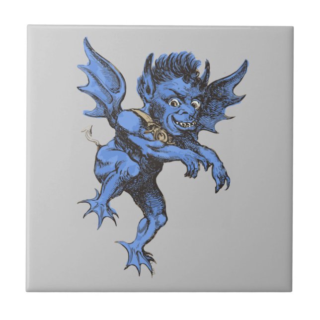 Vintage Halloween, Scary Evil Gargoyle Demon Tile (Front)