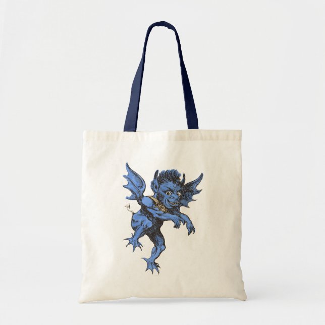 Vintage Halloween, Scary Evil Gargoyle Demon Tote Bag (Front)
