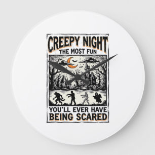 Vintage Halloween Scary Fun Horror Shirt Design_1 Large Clock
