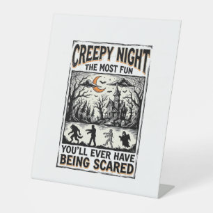 Vintage Halloween Scary Fun Horror Shirt Design_1 Pedestal Sign