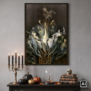 Vintage Halloween, Scary Ghosts and Skeleton Music Poster